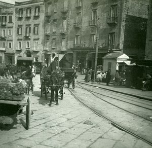 Italy Naples Napoli Behind the Post Office Old Possemiers Stereo Photo 1910