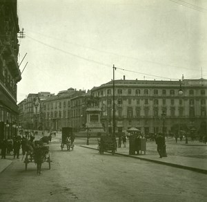 Italy Naples Napoli Place of Municipio Old Possemiers Stereo Photo 1910