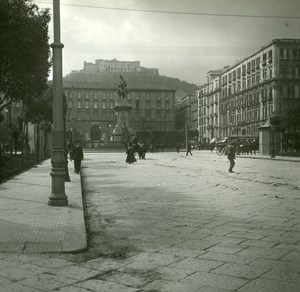 Italy Naples Napoli Place of Municipio Old Possemiers Stereo Photo 1910