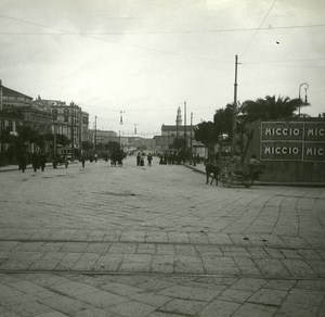 Italy Naples Napoli Place of Municipio Old Possemiers Stereo Photo 1910