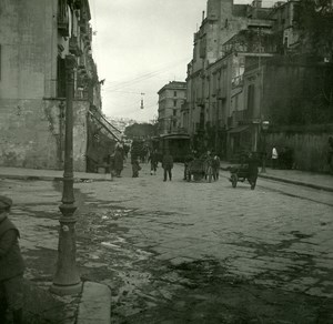 Italy Naples Napoli Corso Garibaldi Old Possemiers Stereo Photo Stereoview 1910