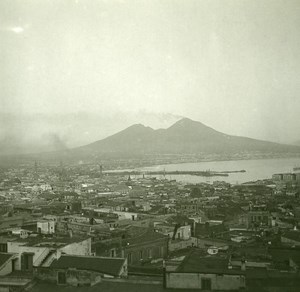 Italy Naples Napoli Panorama Old Possemiers Stereo Photo Stereoview 1910