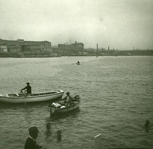 Italy Naples Napoli Swimmers in the Bay Old Possemiers Stereo Photo 1910