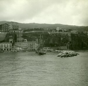 Italy Sorrento Port & Pier Old Possemiers Stereo Photo Stereoview 1910