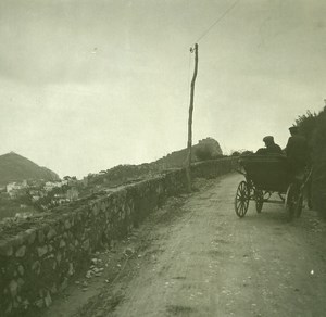 Italy Capri Anacapri Road Old Possemiers Stereo Photo Stereoview 1910