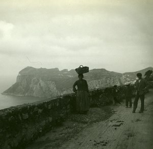 Italy Capri Anacapri Road Old Possemiers Stereo Photo Stereoview 1910