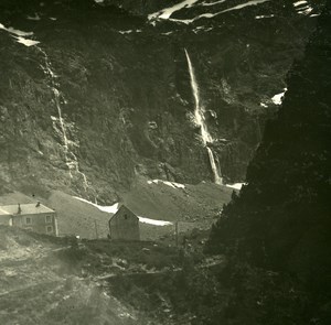 France Pyrenees Gavarnie Hotel of Cirque Falls Old Possemiers Stereo Photo 1910