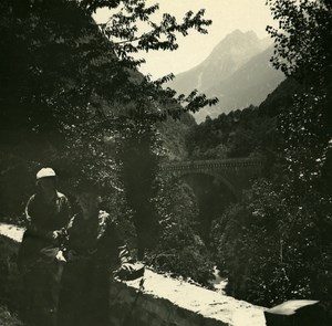 France Pyrenees Saint Sauveur Napoleon Bridge Old Possemiers Stereo Photo 1910