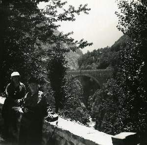 France Pyrenees Saint Sauveur Napoleon Bridge Old Possemiers Stereo Photo 1910