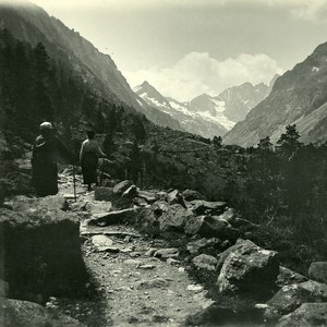 France Pyrenees Cauterets Road of Lake of Gaube Old Possemiers Stereo Photo 1910