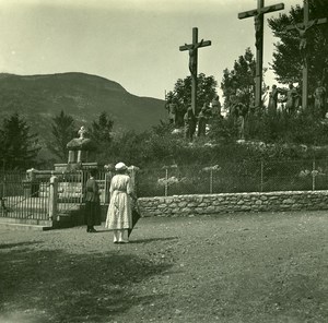 France Pyrenees Lourdes Calvary Old Possemiers Stereo Photo Stereoview 1910