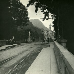 France Pyrenees Lourdes Basilique Old Possemiers Stereo Photo Stereoview 1910