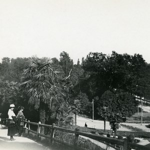 France Pyrenees Pau Railway garden Old Possemiers Stereo Photo Stereoview 1910