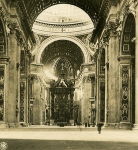 Vatican City St Peter Basilica Interior Old NPG Stereo Stereoview Photo 1900
