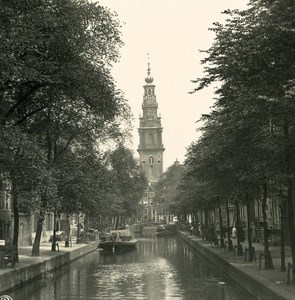 Netherlands Amsterdam Groenburgwal Old NPG Stereo Stereoview Photo 1900