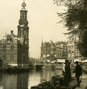 Netherlands Amsterdam Money Tower Old NPG Stereo Stereoview Photo 1900