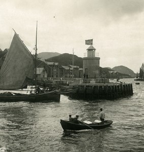 Norway Aalesund Harbor Old NPG Stereo Stereoview Photo 1900