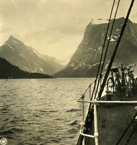 Norway Norangfjord Panorama Old NPG Stereo Stereoview Photo 1900