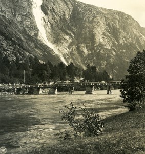 Norway Romsdalfjord Waterfall Old NPG Stereo Stereoview Photo 1900