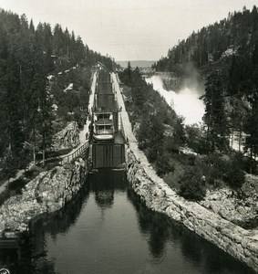 Norway Vrangfoss boats lock Old NPG Stereo Stereoview Photo 1900