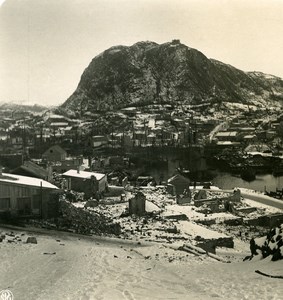 Norway Aalesund Winter Panorama Old NPG Stereo Stereoview Photo 1900