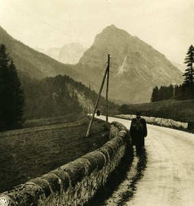 Italy Alps Dolomites Ampezzo Road of Rosa Pass Old NPG Stereo Photo 1900