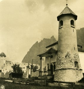 Italy Alps Dolomites Ampezzo ruins of Castle Zanna Old NPG Stereo Photo 1900