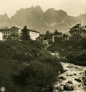 Italy Alps Dolomites Ampezzo Houses of Cortina Old NPG Stereo Photo 1900