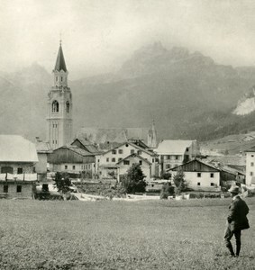 Italy Alps Dolomites Cortina & the Croda da Lago Old NPG Stereo Photo 1900