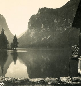 Italy Alps Tyrol Val Pusteria Lake Dobbiaco Old NPG Stereo Stereoview Photo 1900