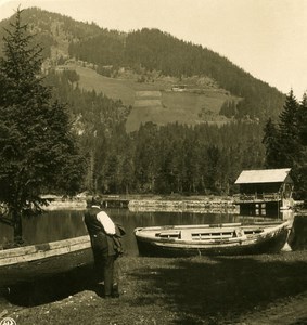 Italy Alps Tyrol Val Pusteria Lake Dobbiaco Old NPG Stereo Stereoview Photo 1900