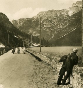 Italy Alps Dolomites Road to Lake of Landro Old NPG Stereo Stereoview Photo 1900