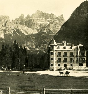 Italy Alps Dolomites Carbonin Hotel Sigmundbrunn Old NPG Stereo Photo 1900