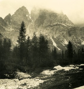 Italy Alps Dolomites Carbonin & Croda Rossa Old NPG Stereo Stereoview Photo 1900