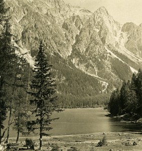 Italy Alps Tyrol Antholz Mittertal Lake Old NPG Stereo Stereoview Photo 1900
