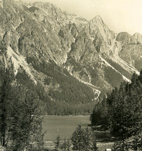 Italy Alps Tyrol Antholz Mittertal Lake Ohrenspitze Old NPG Stereo Photo 1900