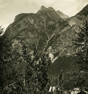 Italy Alps Dolomites Herrstein Pragser Wildsee Old NPG Stereo Photo 1900