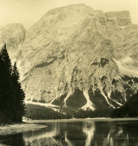 Italy Alps Dolomites Seekofel Pragser Wildsee Old NPG Stereo Photo 1900