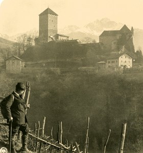 Italy Alps Trentin Schloss Tirol Tyrol Castle NPG Stereo Stereoview Photo 1900
