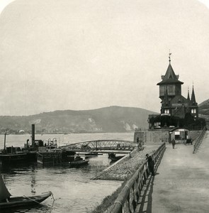 Germany Rhine River Rudesheim Old NPG Stereo Stereoview Photo 1900