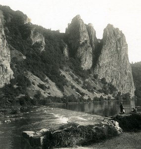 Germany Rhine River Rheingrafenstein Old NPG Stereo Stereoview Photo 1900