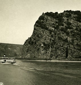 Germany Rhine River Lorelei Rocks Old NPG Stereo Stereoview Photo 1900
