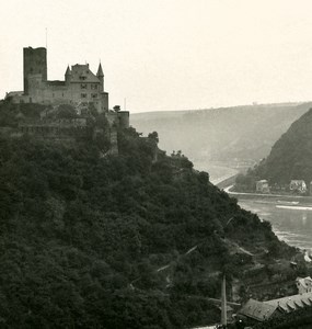 Germany Rhine River Castle of Katz Panorama Old NPG Stereo Stereoview Photo 1900