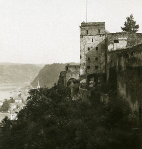 Germany Rhine River Sankt Goar Panorama Old NPG Stereo Stereoview Photo 1900