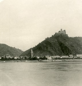 Germany Rhine River Braubach Panorama Old NPG Stereo Stereoview Photo 1900