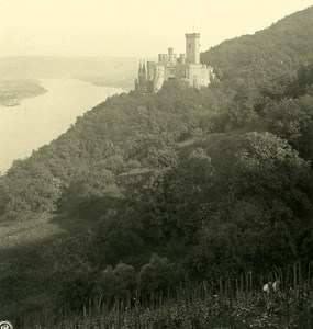 Germany Rhine River Stolzenfeis Panorama Old NPG Stereo Stereoview Photo 1900