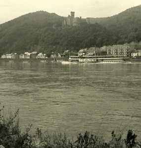 Germany Rhine River Stolzenfeis Panorama Old NPG Stereo Stereoview Photo 1900