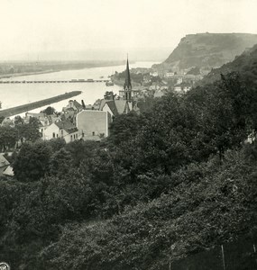Germany Rhine River Ehrenbreitstein Coblenz Old NPG Stereo Stereoview Photo 1900