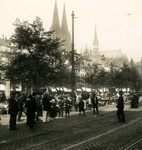 Germany Cologne Koln Altmarkt Old NPG Stereo Stereoview Photo 1900