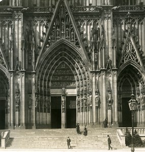 Germany Cologne Koln Dom Cathedral South Door Old NPG Stereo Photo 1900